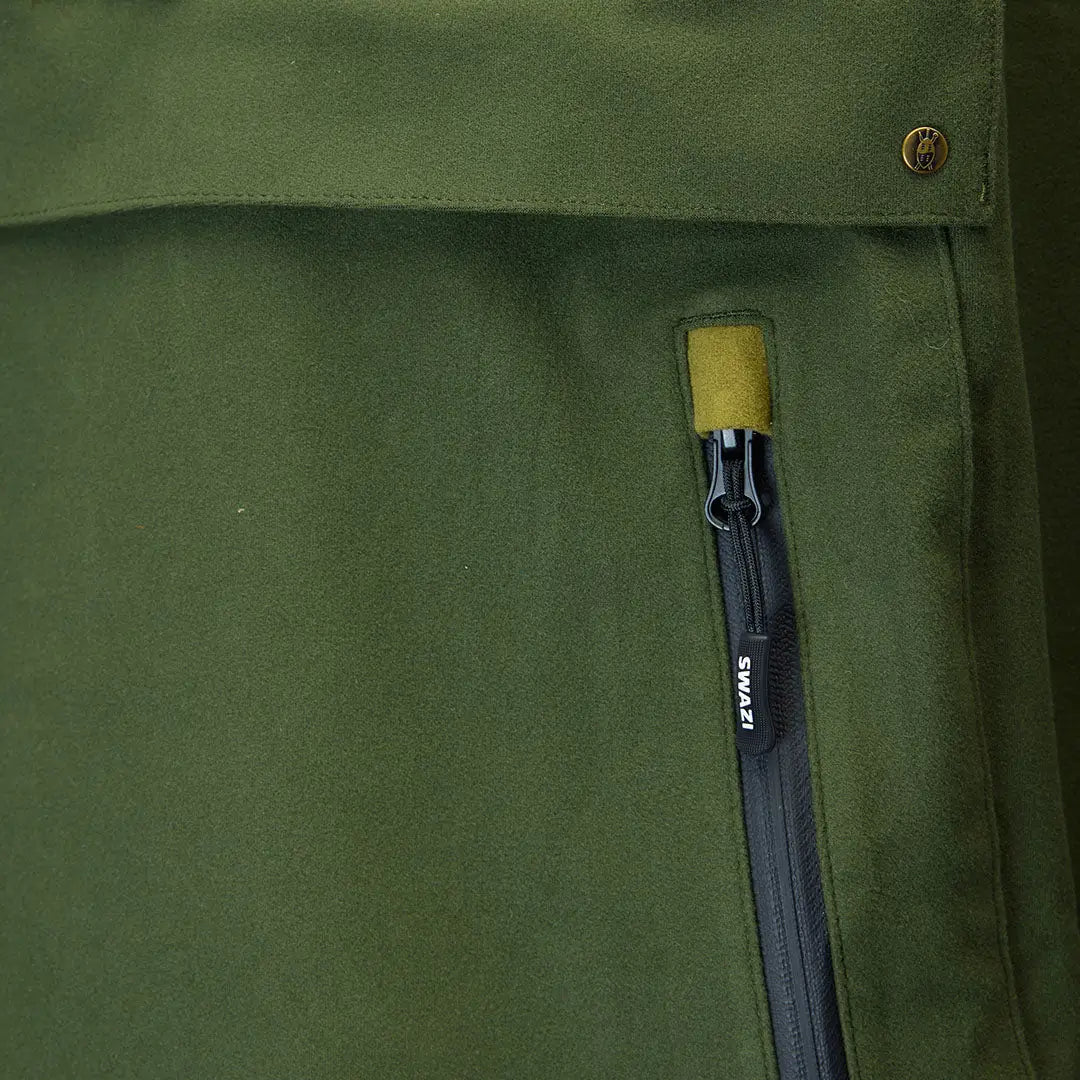 Green Swazi Kagoule made from 3-layer Aegis Knit fabric with zipper for weather protection