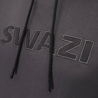 Swazi Legend Hoody with black hoodie featuring drawstring and Swazi applique design