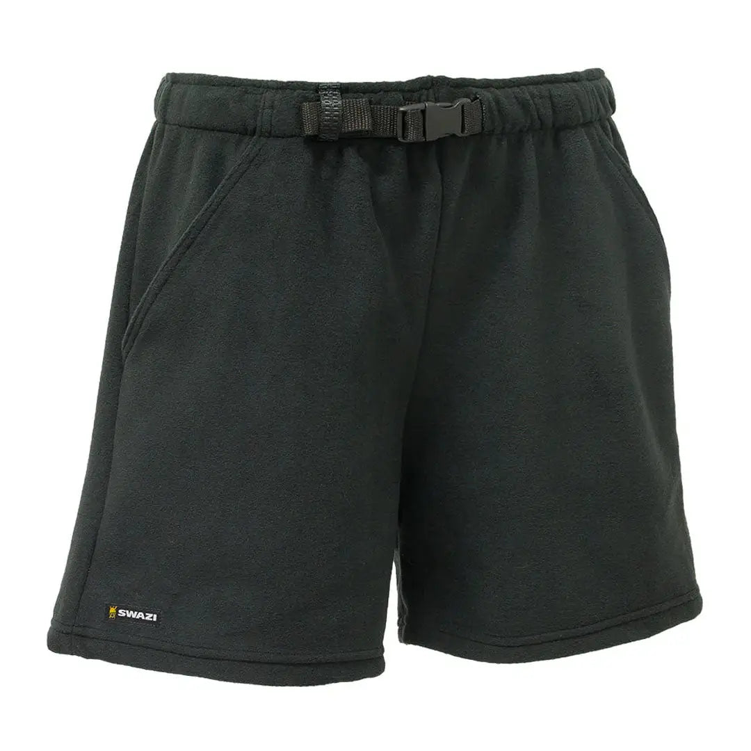Black fleece Swazi Micro Driback Shorts with belt perfect for casual wear