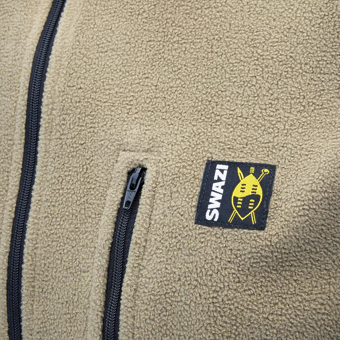 Tan fleece jacket from Swazi Micro Shirt, perfect for layering with your Swazi Micro