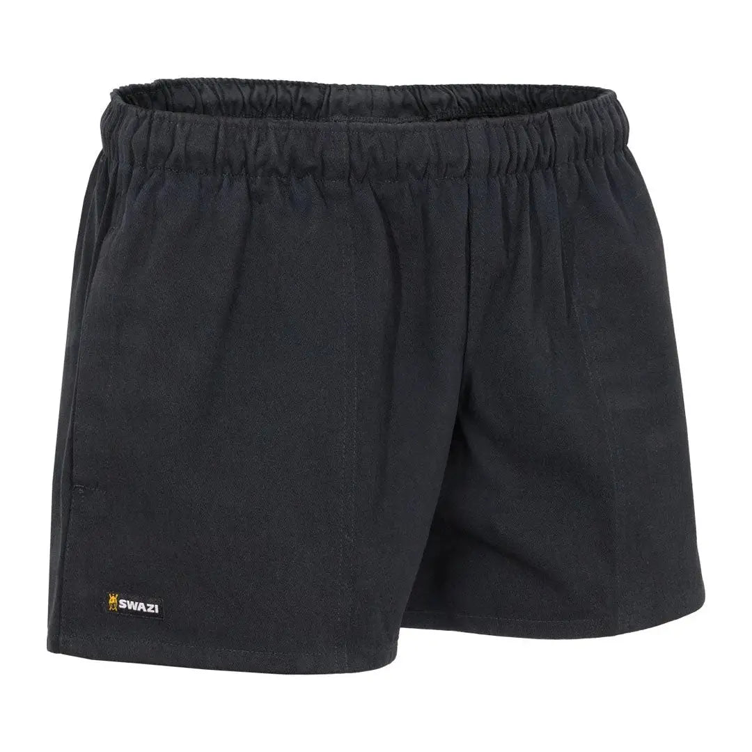 Black elastic-waist Swazi Moley Shorts perfect for comfort and style in warm weather