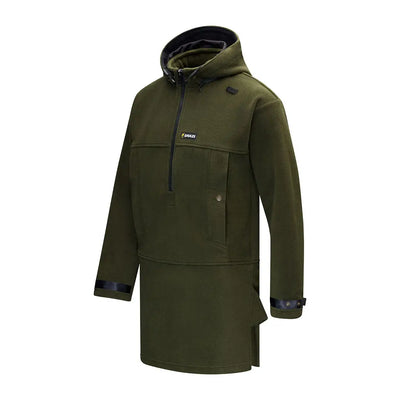 Olive green hooded anorak made from Swazi’s renowned 350gsm polar fleece