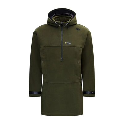 Olive green hooded anorak made from Swazi’s renowned 350gsm polar fleece