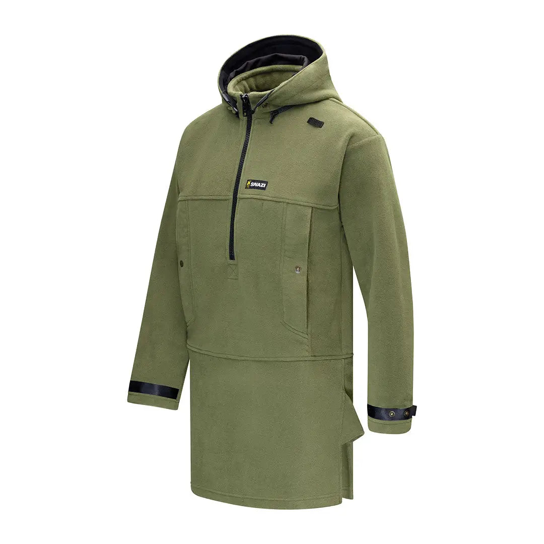 Olive green hooded anorak from Swazi Nahanni Fleece Smock featuring renowned 350gsm polar fleece