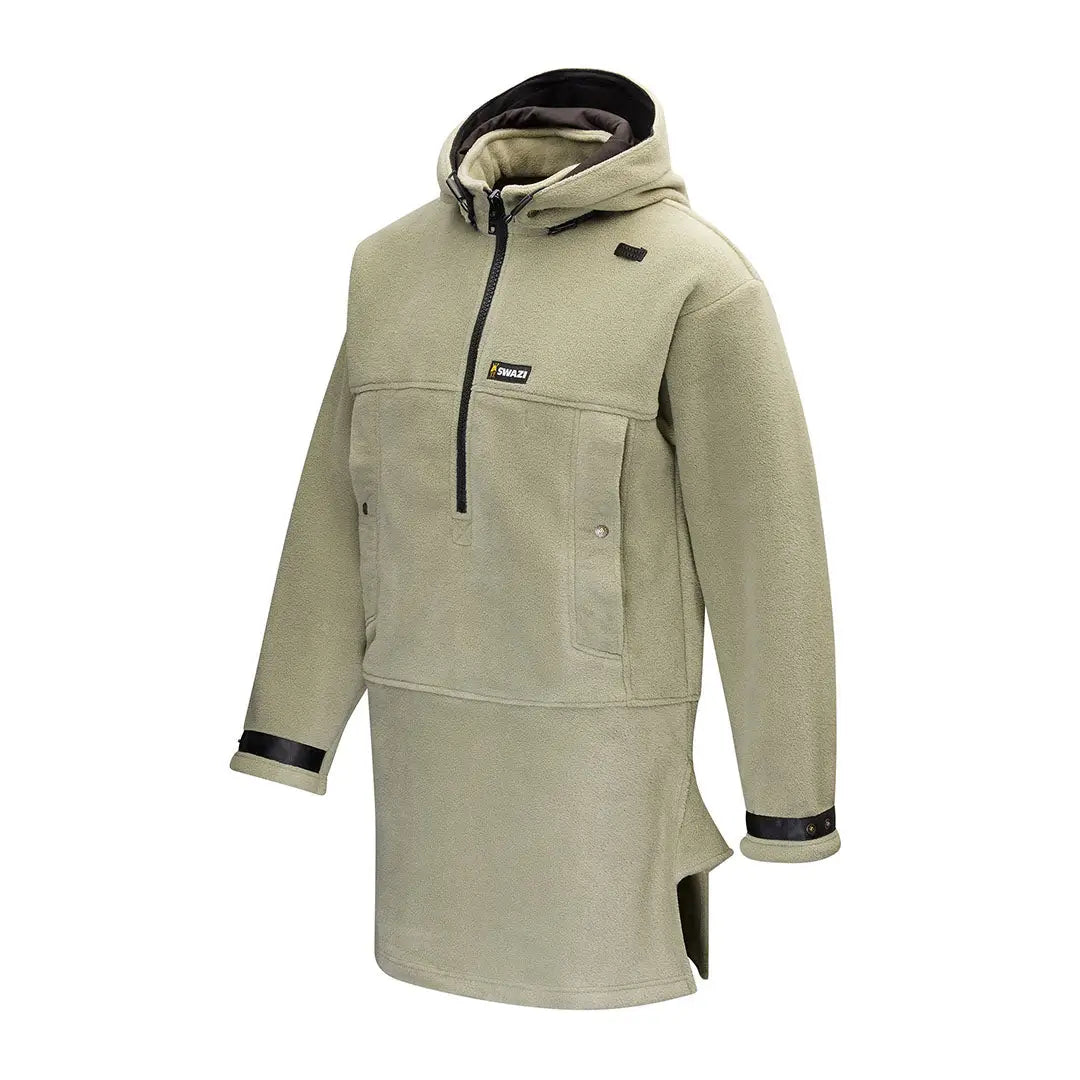 Khaki hooded anorak from Swazi’s legendary 350gsm polar fleece collection