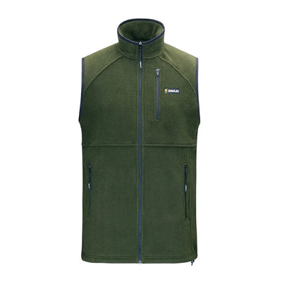 Olive green fleece vest showcasing Swazi Sherpa Vest style and cozy Sherpa material
