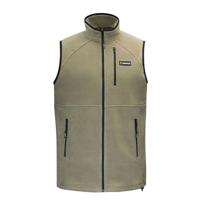 Khaki fleece vest with black trim, Swazi Sherpa Vest for cozy style