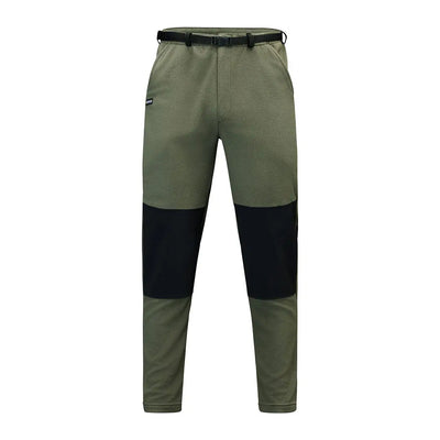 Olive green Swazi Steevos hiking pants with black knee patches made from aegis® chinook fabric