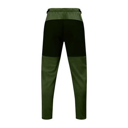 Two-toned green athletic pants made with aegis® Chinook fabric and 210gsm microfleece