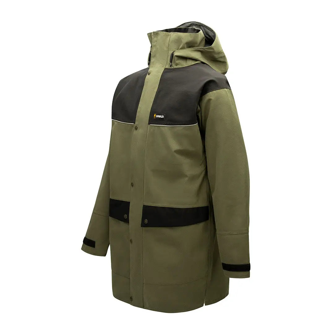 Olive green and black Swazi Torrent Jacket, perfect torrent jacket for work and outdoor adventures