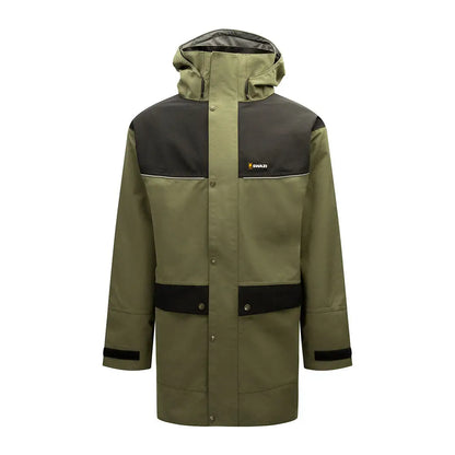 Green and black Swazi Torrent Jacket with hood, perfect for outdoor adventures