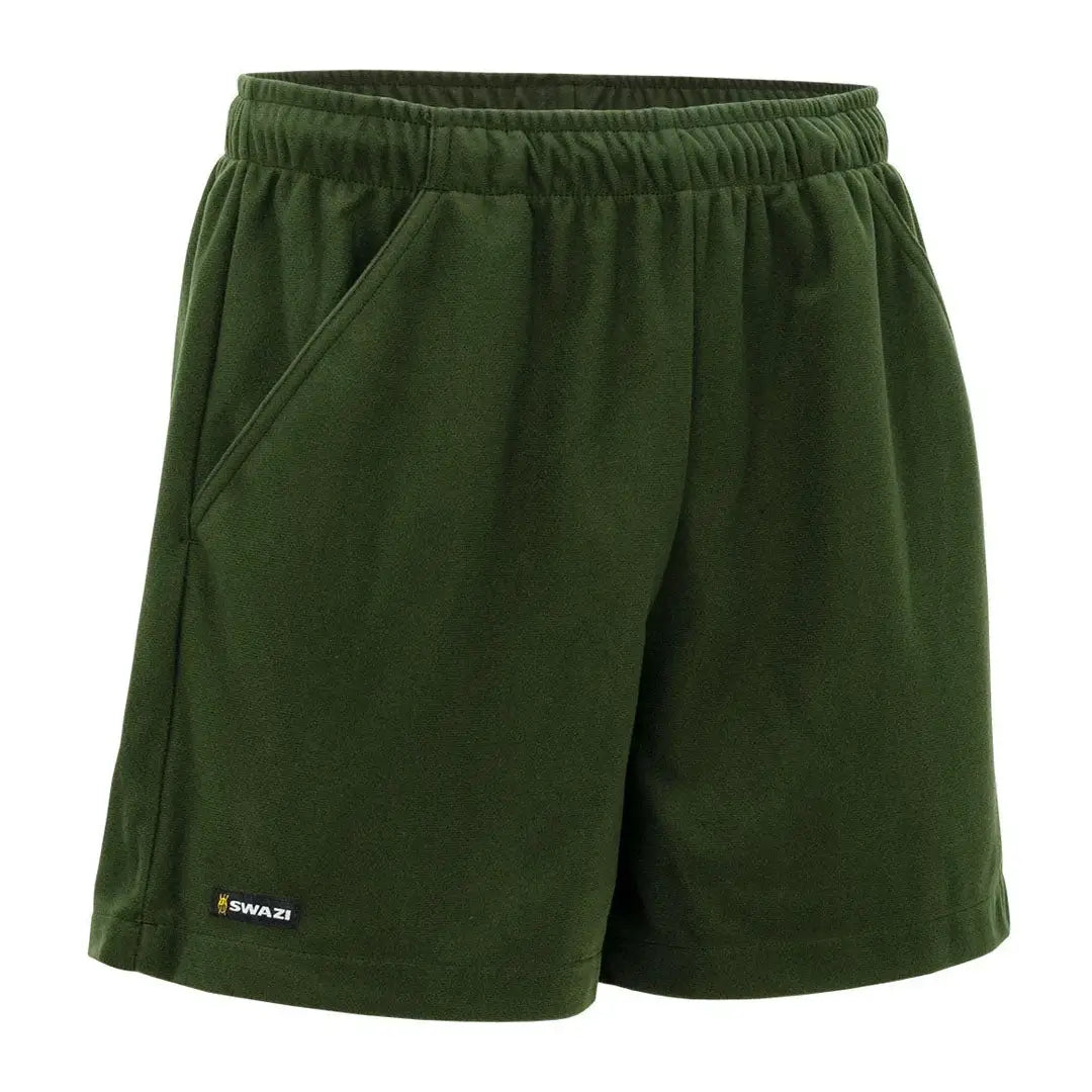 Olive green athletic shorts featuring Swazi Trojan Shorts for active wear