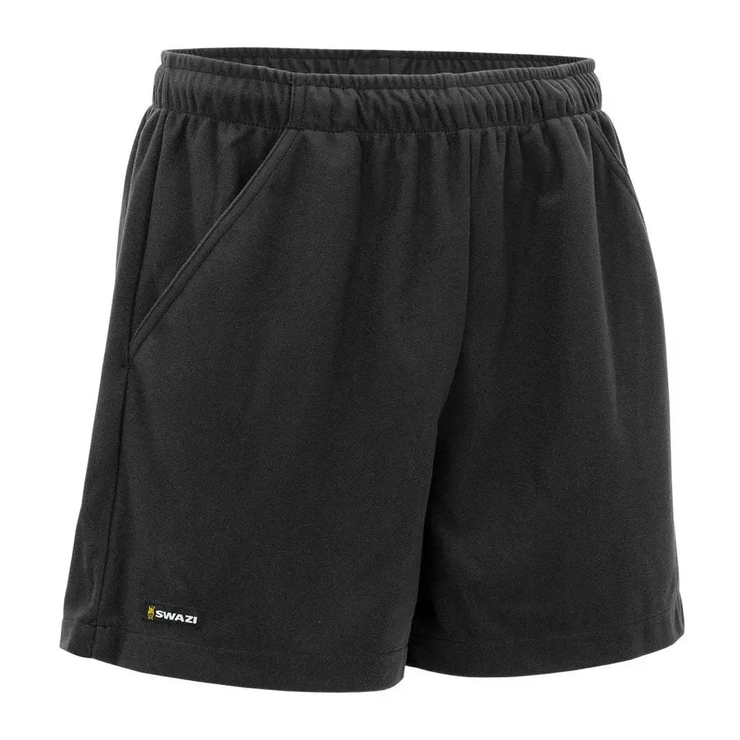 Black athletic Swazi Trojan Shorts perfect for workouts and casual wear