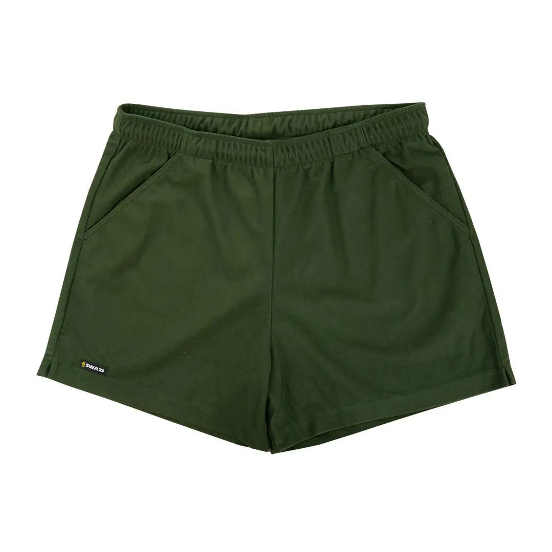 Olive green athletic shorts showcasing Swazi Trojan Shorts for active wear