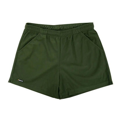 Olive green athletic shorts showcasing Swazi Trojan Shorts for active wear