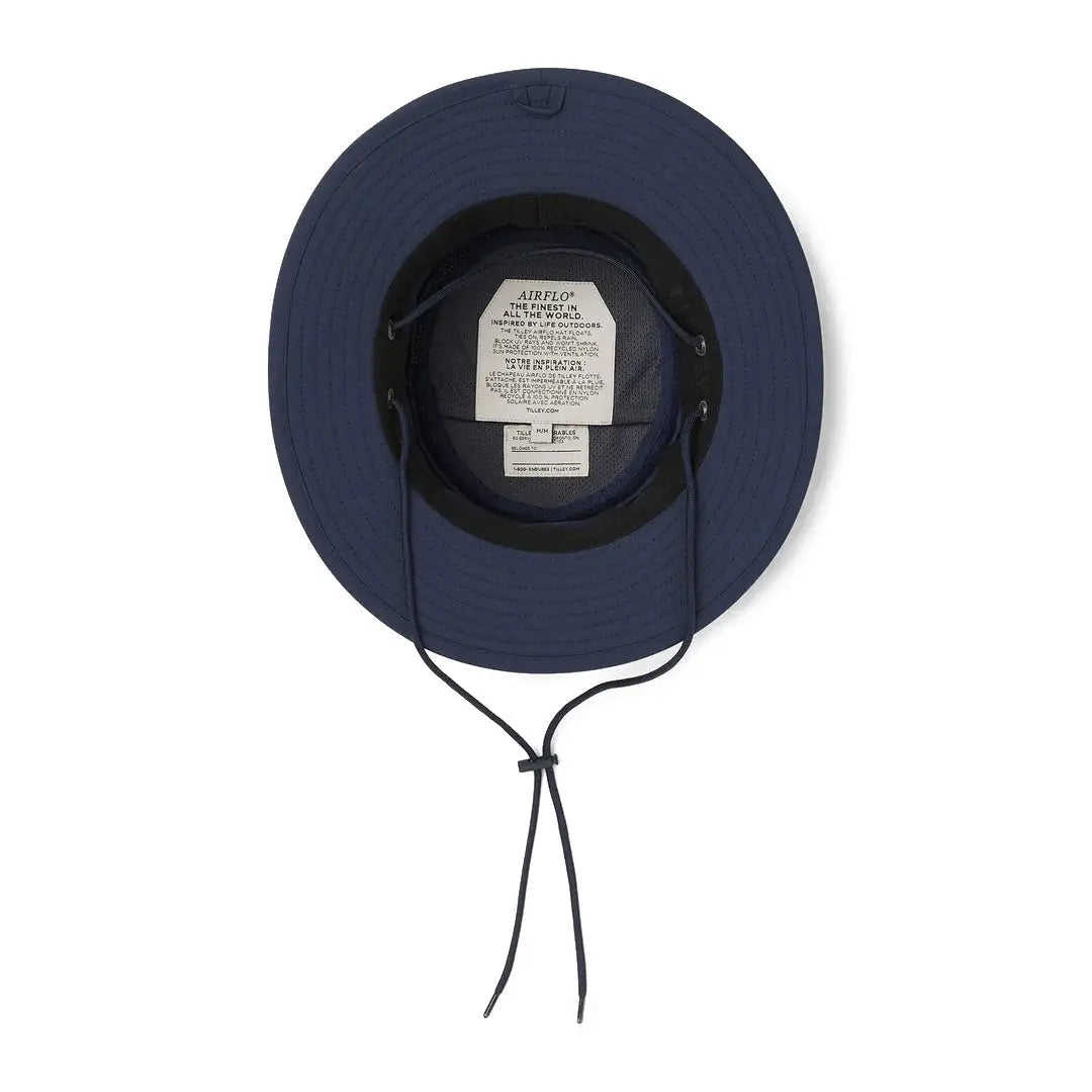 Navy Tilley Airflo Boonie hat with chin strap for outdoor adventures and sun protection