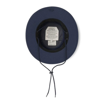 Navy Tilley Airflo Boonie hat with chin strap for outdoor adventures and sun protection