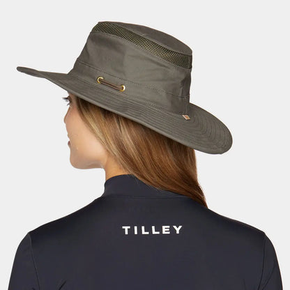 Olive green Tilley Hikers Airflow Hat perfect for outdoor adventures and sun protection