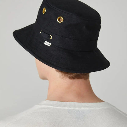 Black Tilley Iconic T1 Bucket Hat with grommets for stylish sun protection