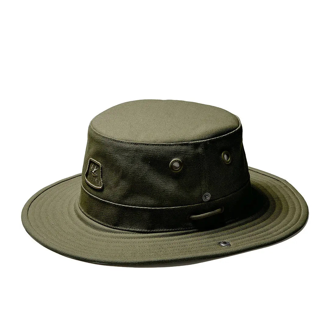 Olive green bucket hat from Tilley Sahara T3 for country clothing and outdoors fun