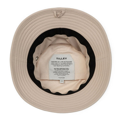 Beige Tilley Logo Technical T1 Bucket hat perfect for outdoor adventures