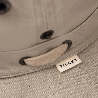 Tilley T3 Wanderer Hat with brand label and drawstring, perfect for country clothing