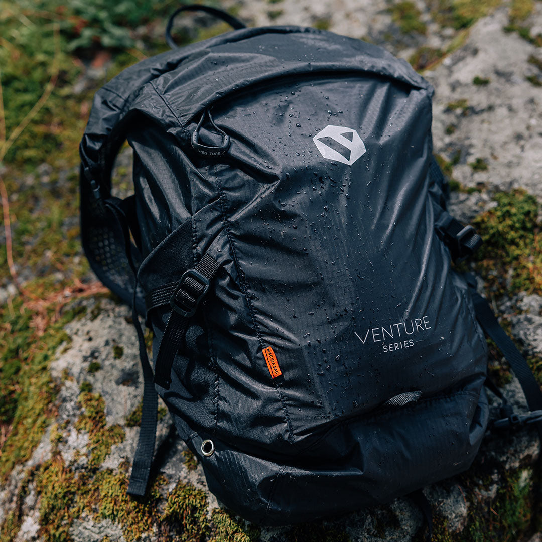 Stylish black, water-spotted Venture Speedpro Backpack for daily adventures