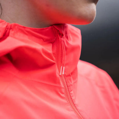 Bright red Venture Ultralight Ladies Performance Running Jacket with zipper