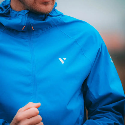 Bright blue Venture Ultralight Performance Running Jacket offers waterproofing and style