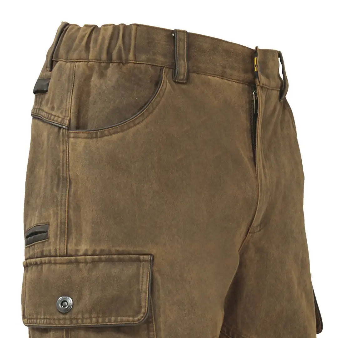 Rugged brown Verney Carron Fox cargo shorts with handy pockets for outdoor adventures