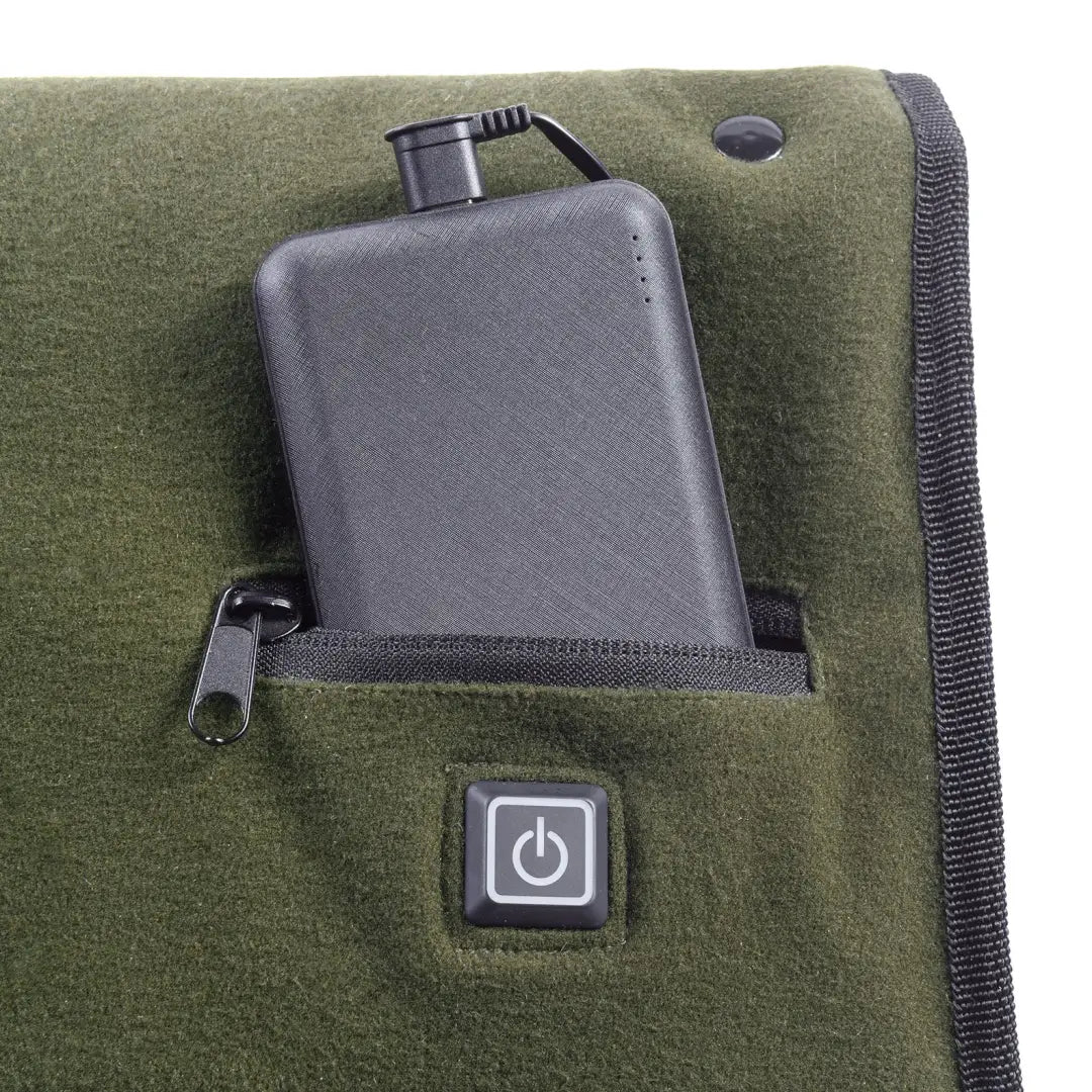 Olive green heated hand warmer blanket with power bank for cozy warmth