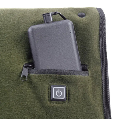 Olive green heated hand warmer blanket with power bank for cozy warmth