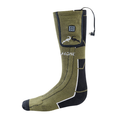 Heated olive green sock from Verney Carron Heated Socks for cozy comfort