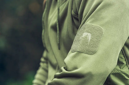 Olive green Viper Armour Hoodie featuring sleeve patch and ribtech bonded fleece style