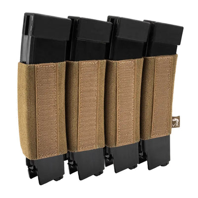Viper VX Quad SMG Mag Sleeve holding four black rifle mags with tan covers