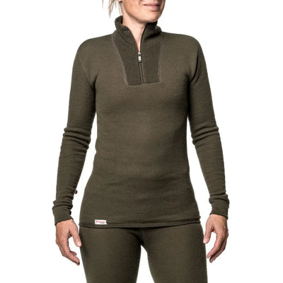Olive green long-sleeved pullover perfect for country clothing and outdoor adventures