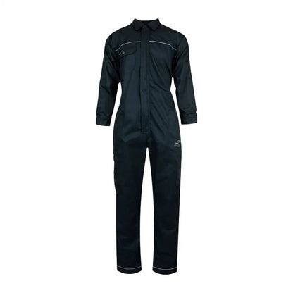 Dark blue Xpert Core Zip-Front Coverall with reflective stripes for outdoors and country clothing