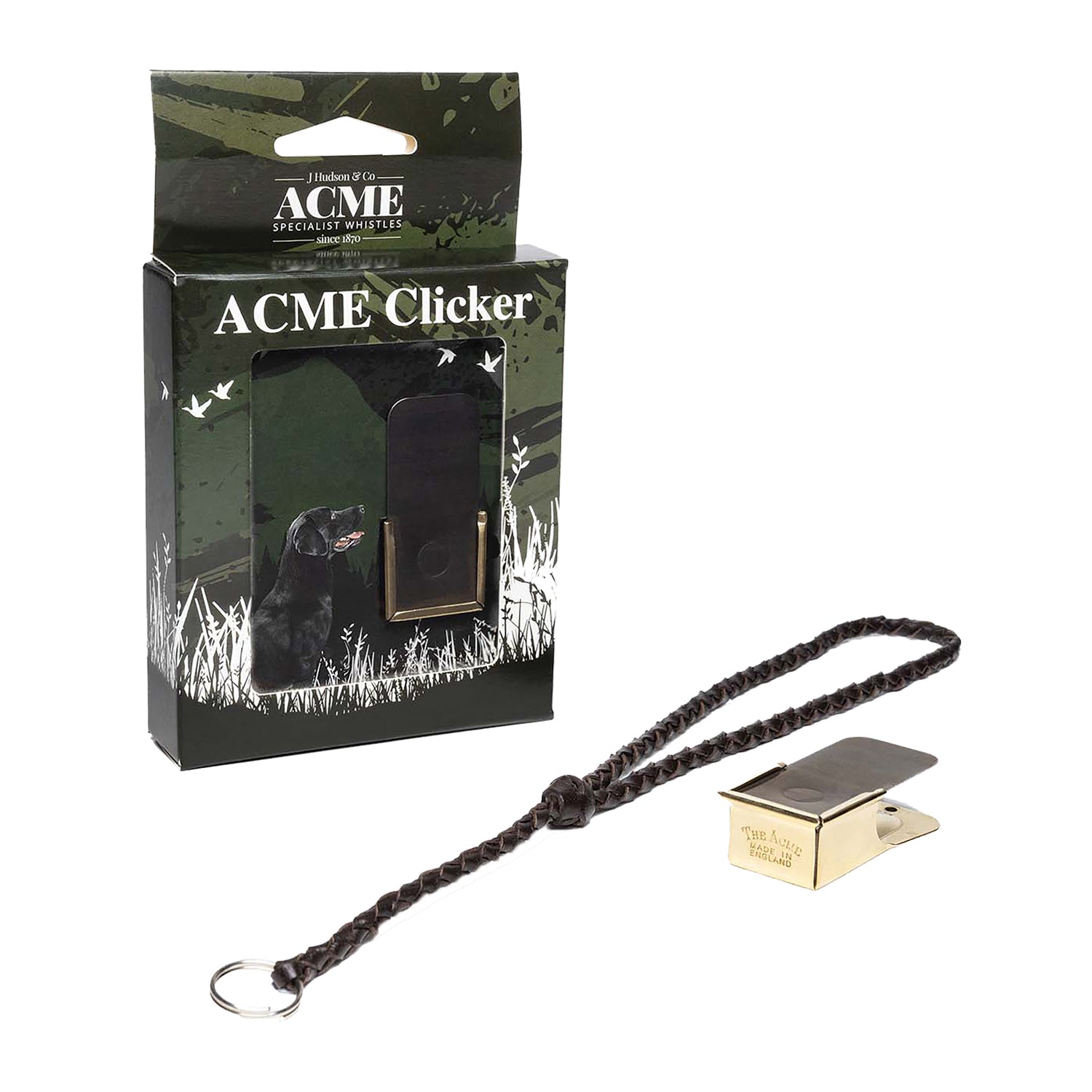Acme-Polished-Brass-Clicker-with-Leather-Lanyard