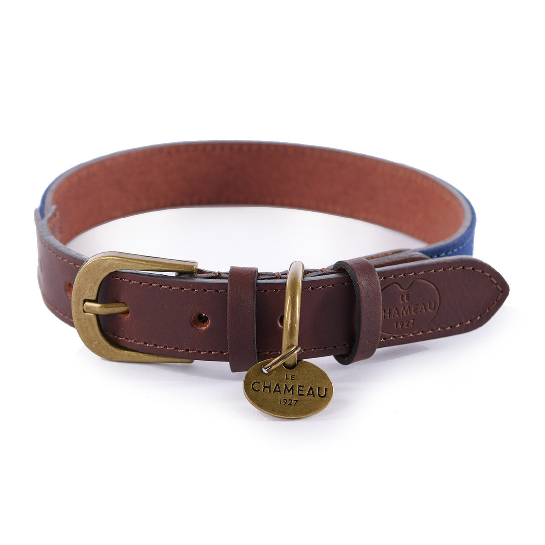 Le-Chameau-Large-Waxed-Cotton-and-Leather-Dog-Collar