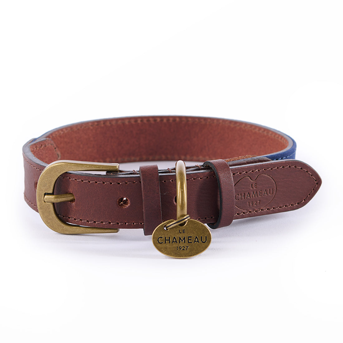 Le-Chameau-Medium-Waxed-Cotton-and-Leather-Dog-Collar