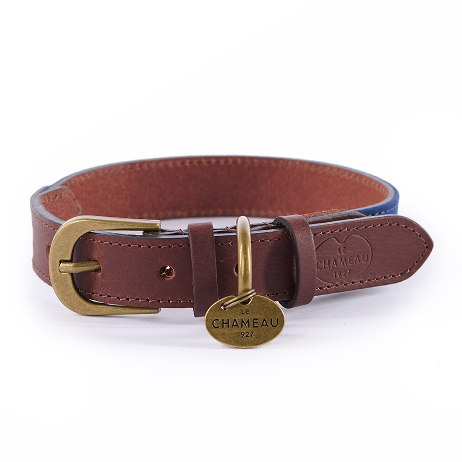 Le-Chameau-Medium-Waxed-Cotton-and-Leather-Dog-Collar