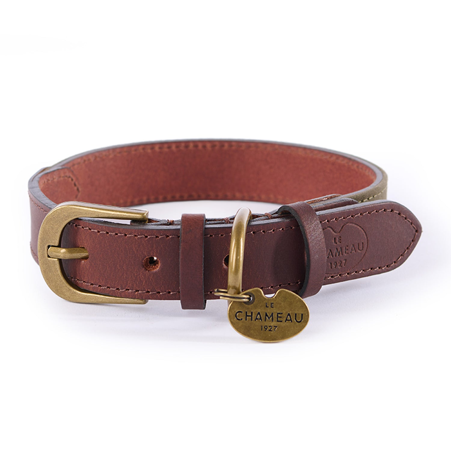 Le-Chameau-Medium-Waxed-Cotton-and-Leather-Dog-Collar