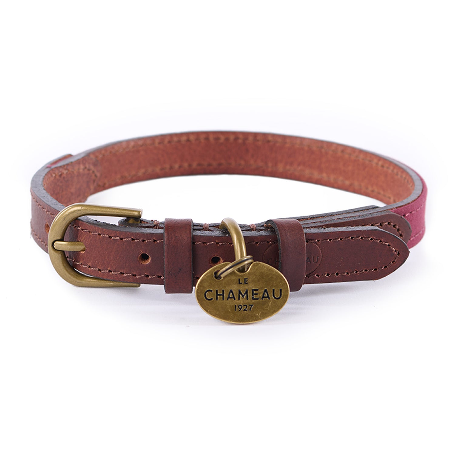 Le-Chameau-Small-Waxed-Cotton-and-Leather-Dog-Collar